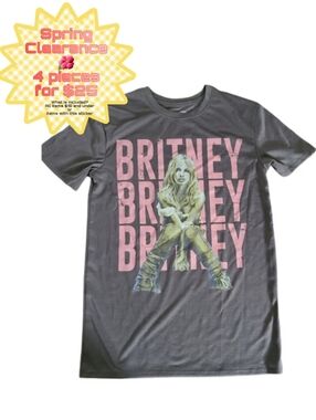 Britney Graphic Tee in Charcoal with Pink Print
